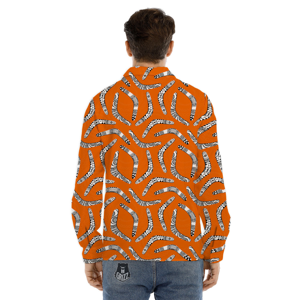 Boomerang Australian Aboriginal Print Men's Dress Shirts-grizzshop