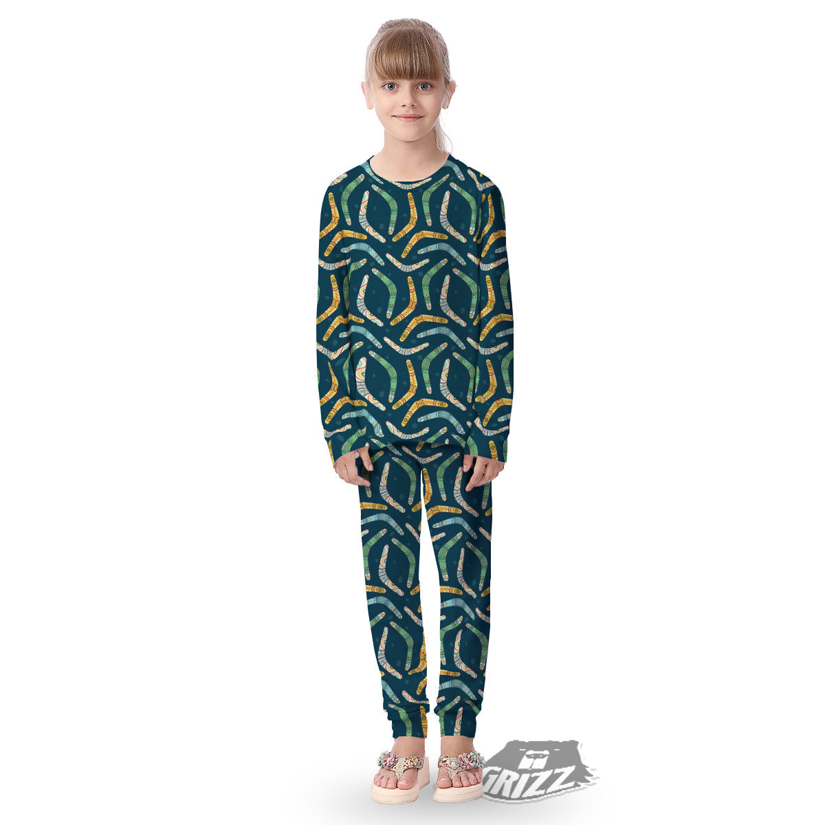 Boomerang Australian Print Pattern Kid's Pajamas-grizzshop