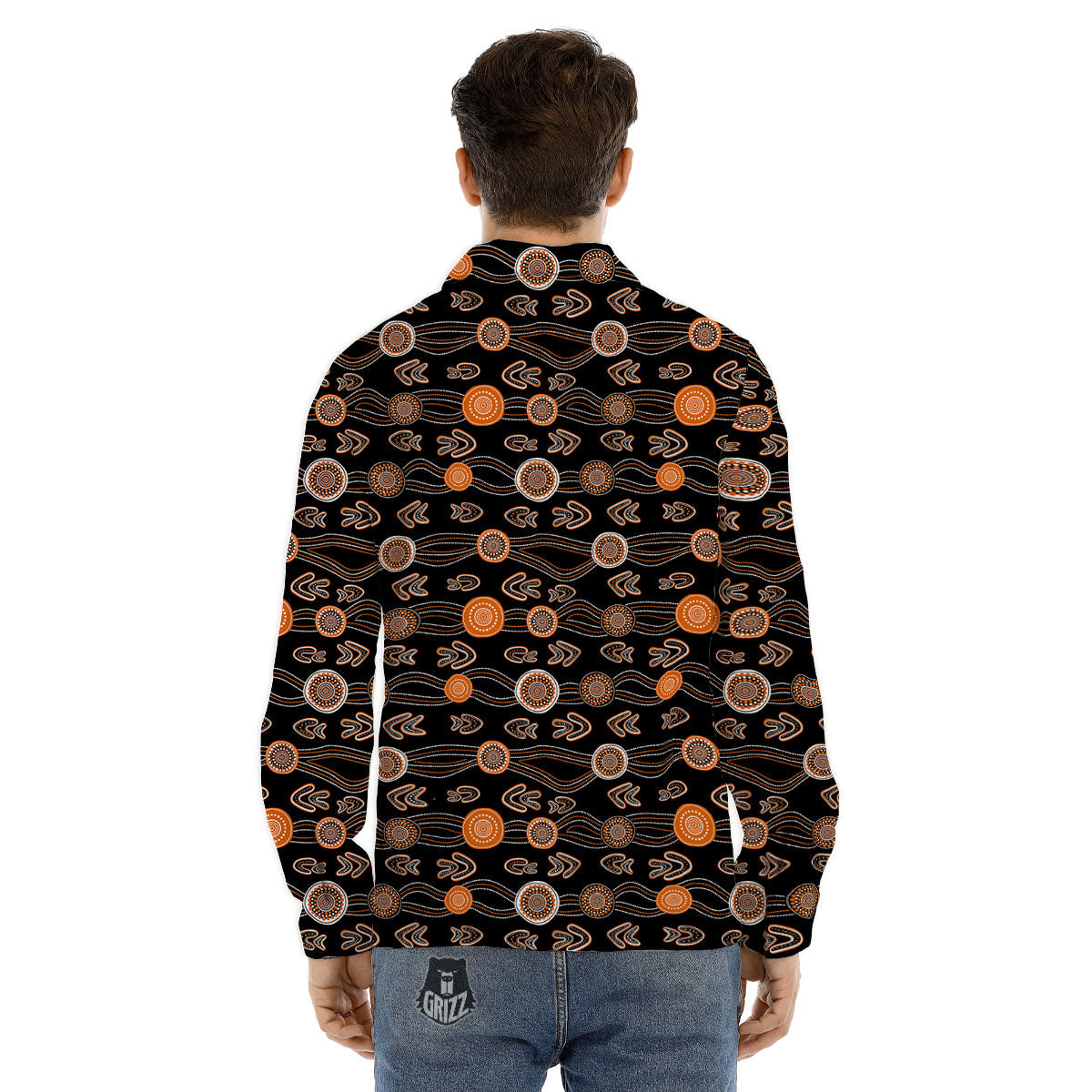 Boomerang Dot Aboriginal Print Men's Dress Shirts-grizzshop