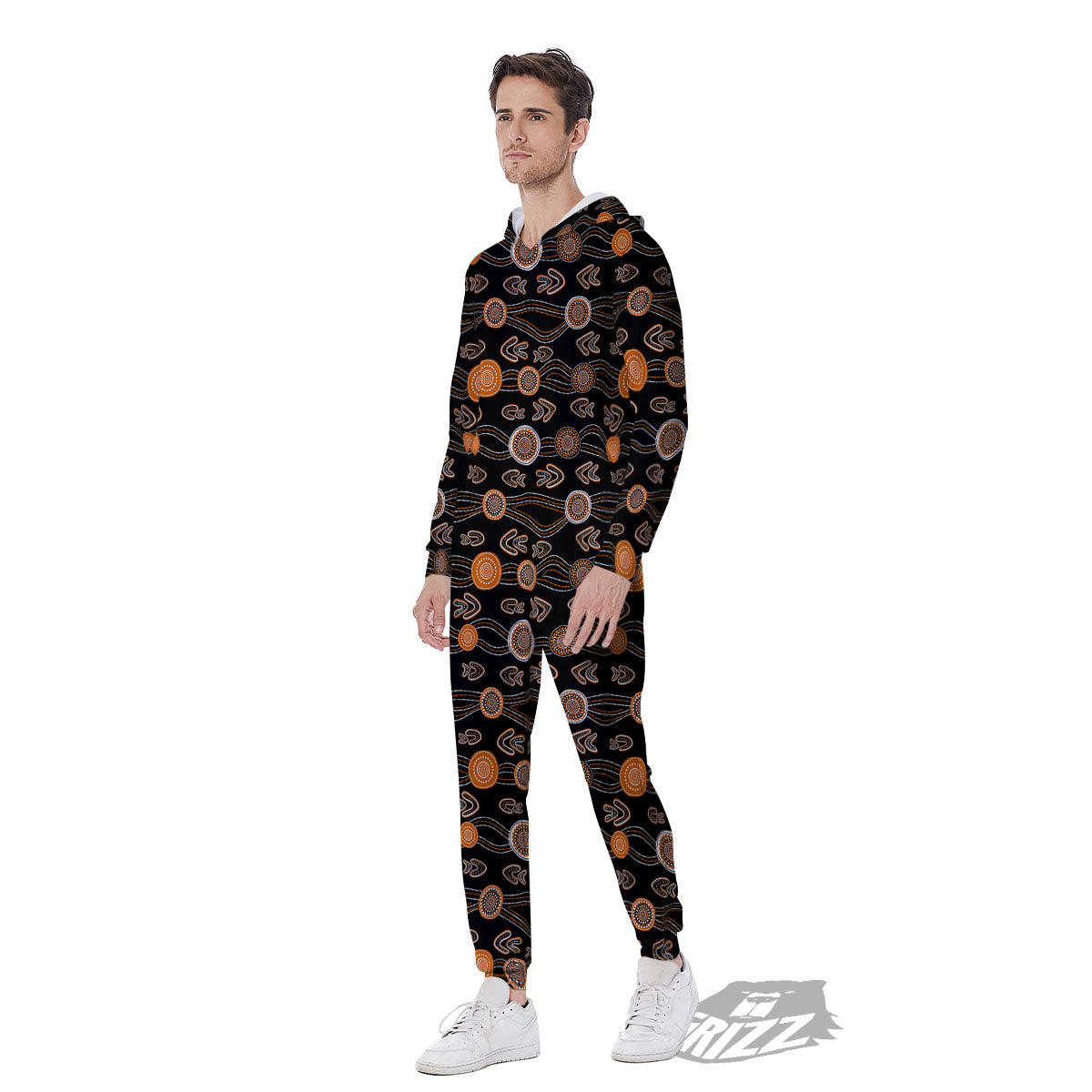 Boomerang Dot Aboriginal Print Men's Jumpsuit-grizzshop