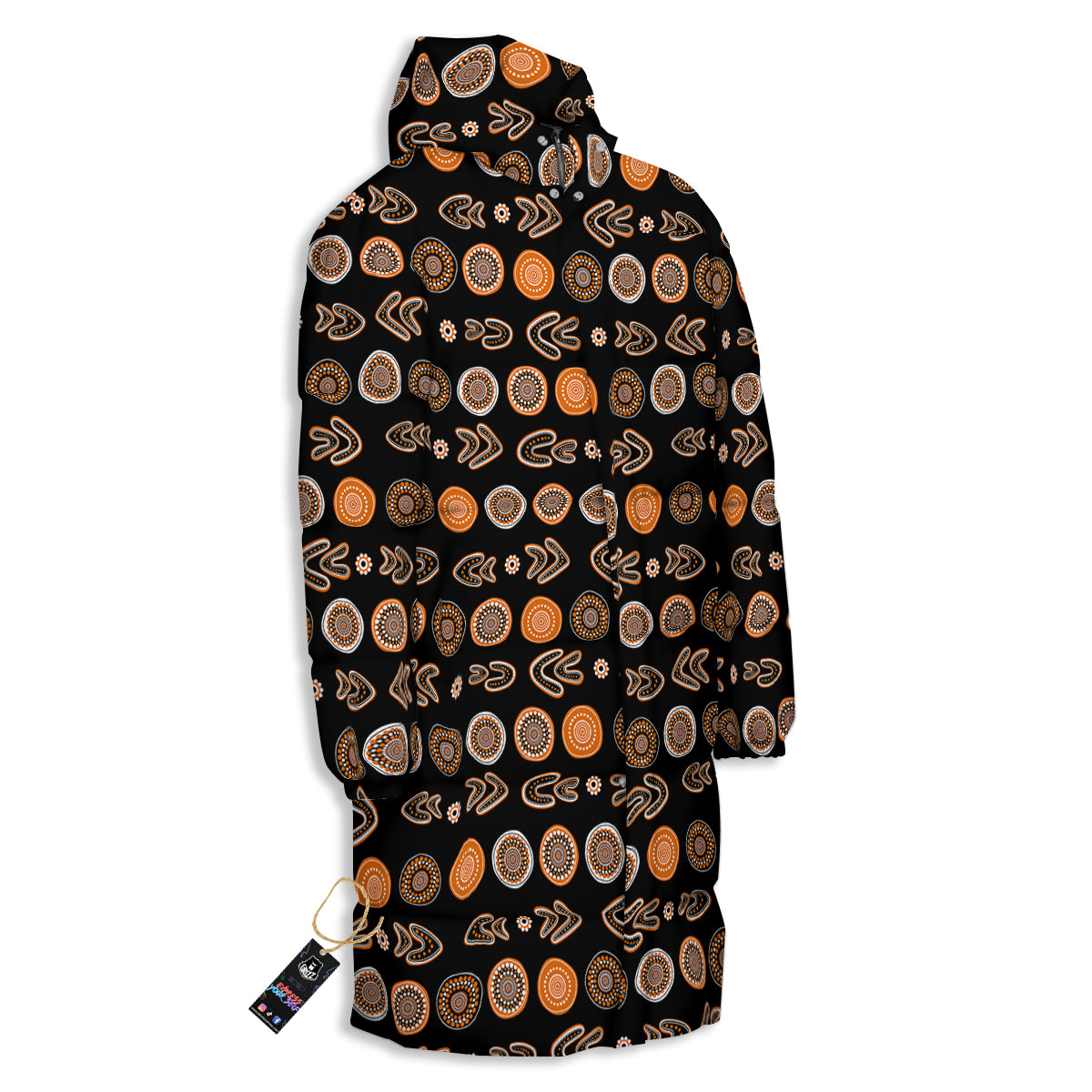 Boomerang Aboriginal Print Pattern Long Down Jacket