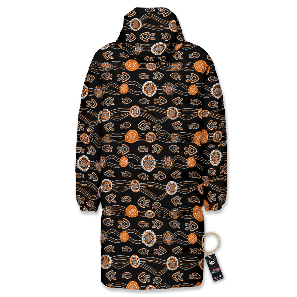 Boomerang Dot Aboriginal Print Long Down Jacket