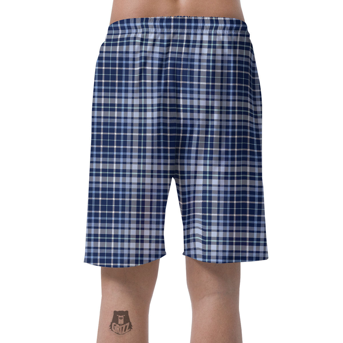 Border Tartan Blue Print Pattern Men's Shorts-grizzshop