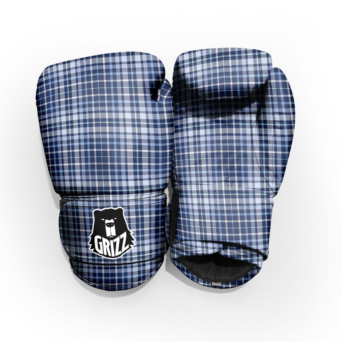 Border Tartan Blue Print Pattern Pro Boxing Glove