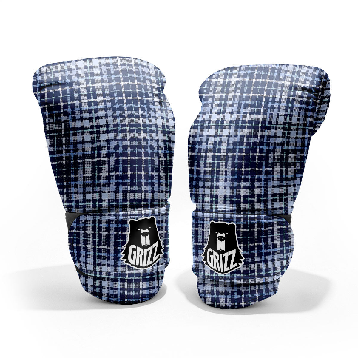 Border Tartan Blue Print Pattern Pro Boxing Glove