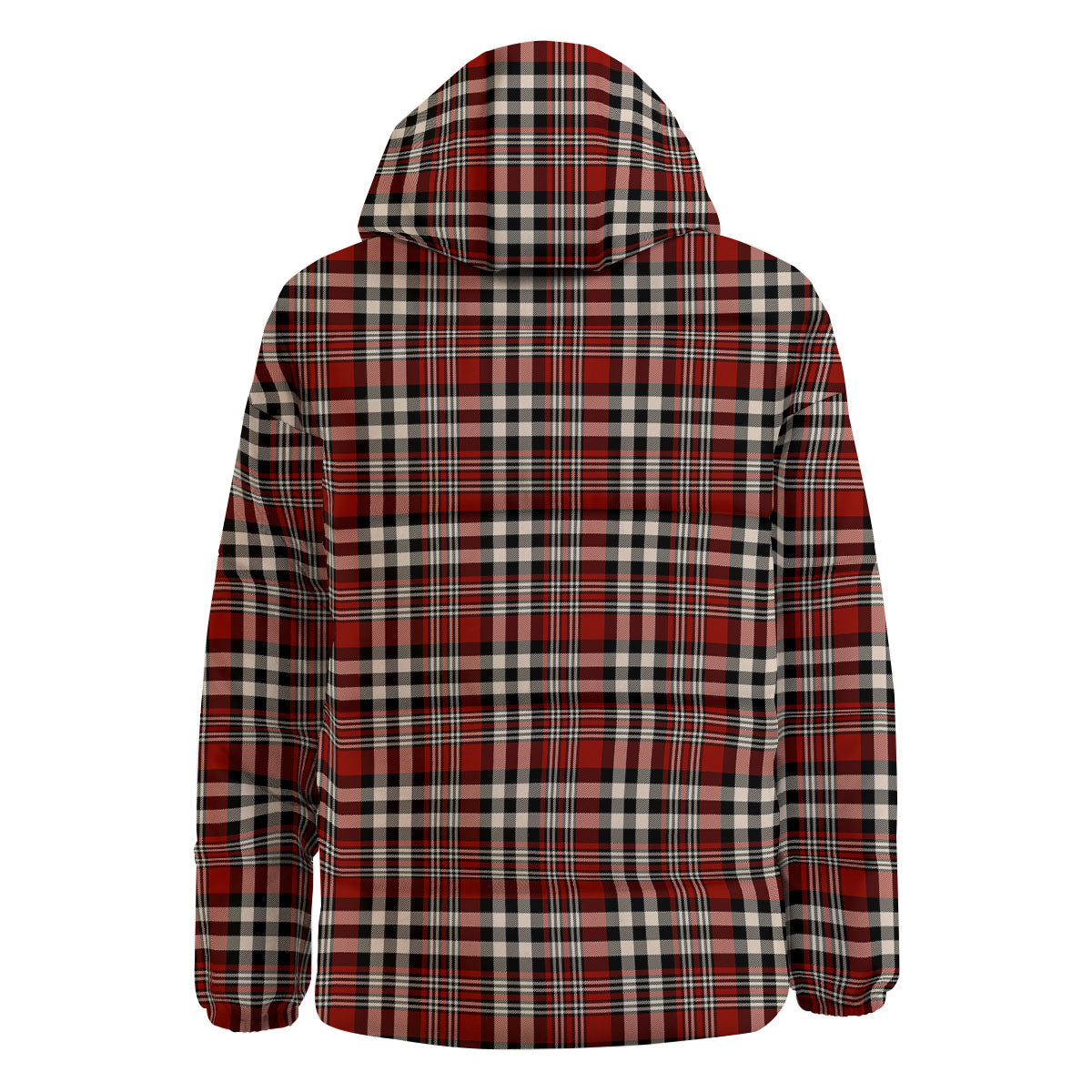 Border Tartan Red Black And White Print Pattern Down Jacket-grizzshop