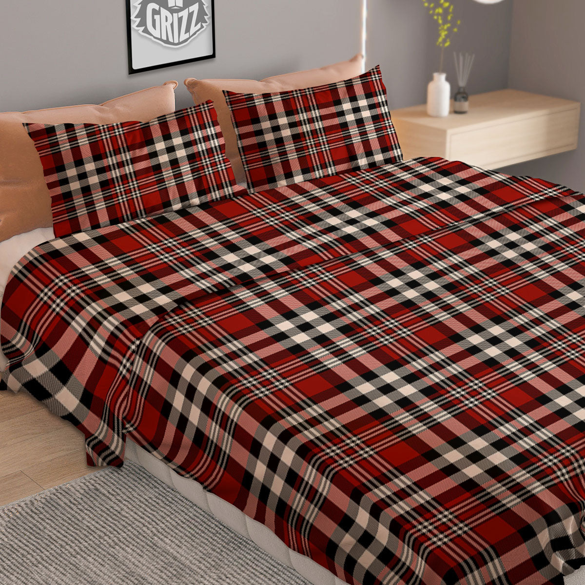 Black And Turquoise Check Print Pattern Duvet Cover Bedding Set