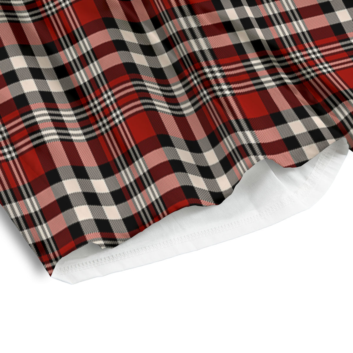 Border Tartan Red Black And White Print Pattern Men's Athletic Shorts