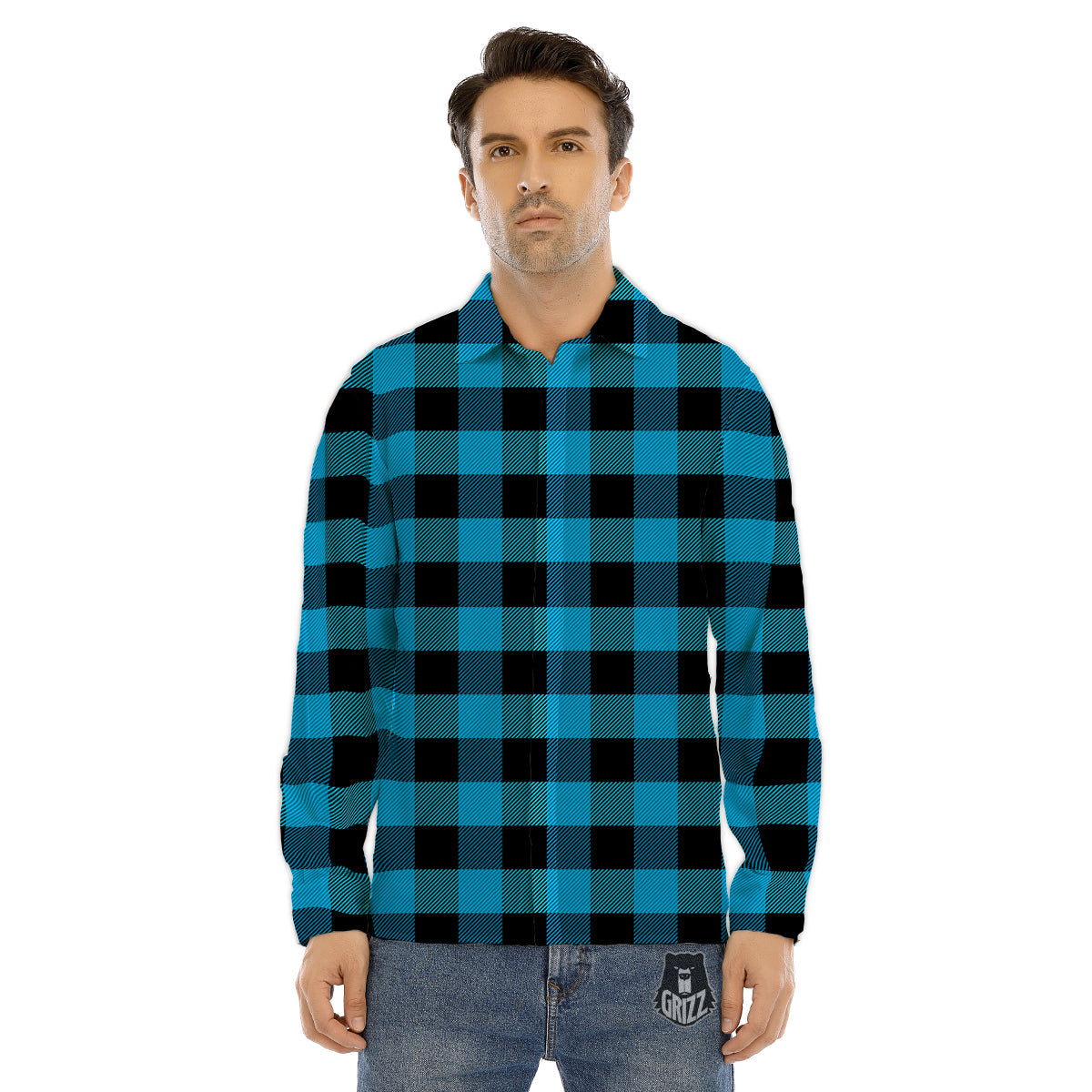 Border Tartan Red Black And White Print Pattern Men's Dress Shirts-grizzshop