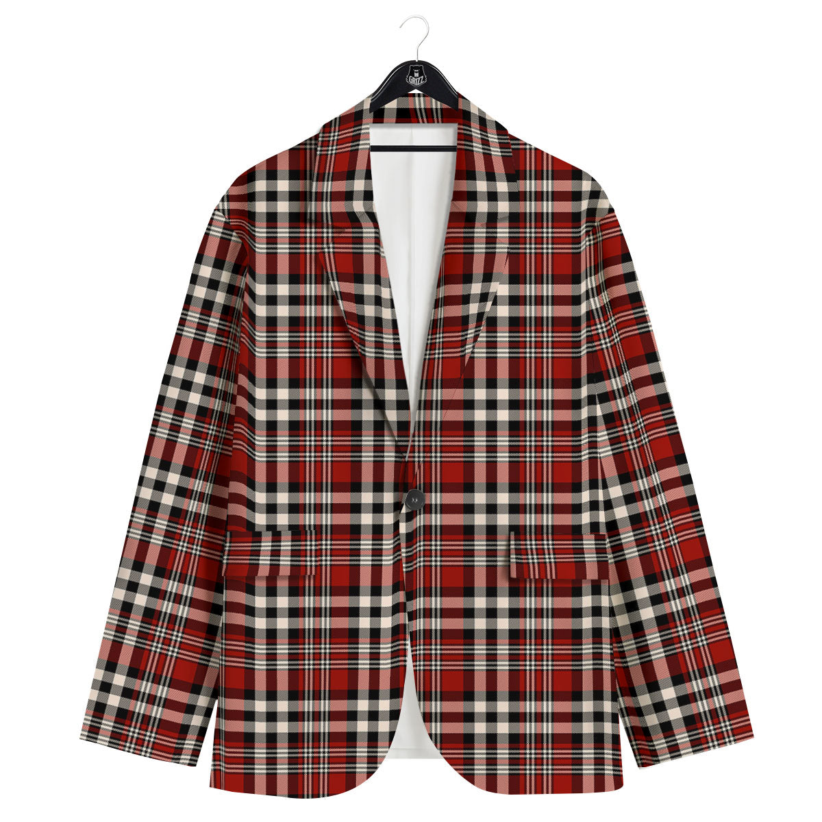 Border Tartan Red Black And White Print Pattern Men's Sport Coat-grizzshop