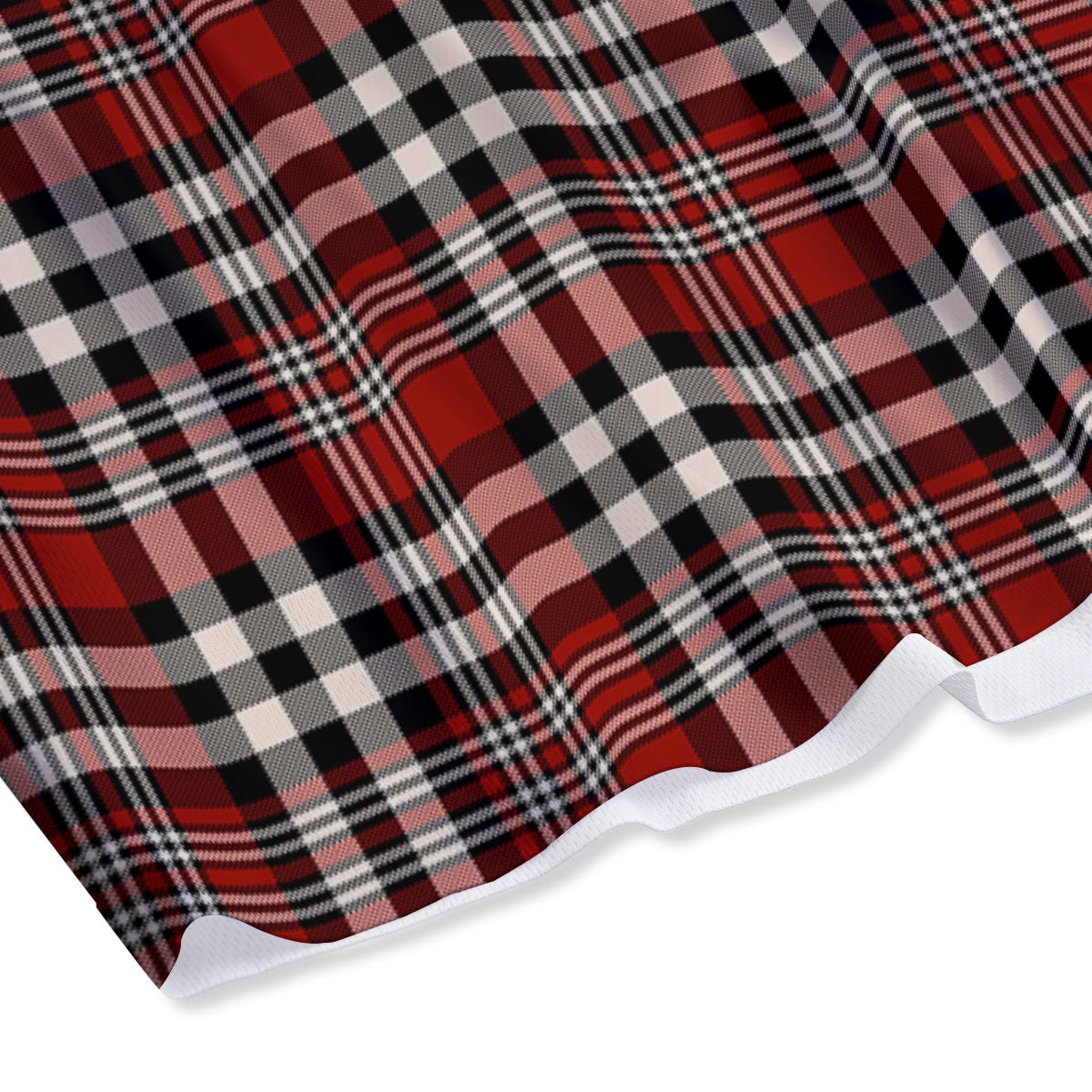 Border Tartan Red Black And White Print Pattern Mesh Shorts