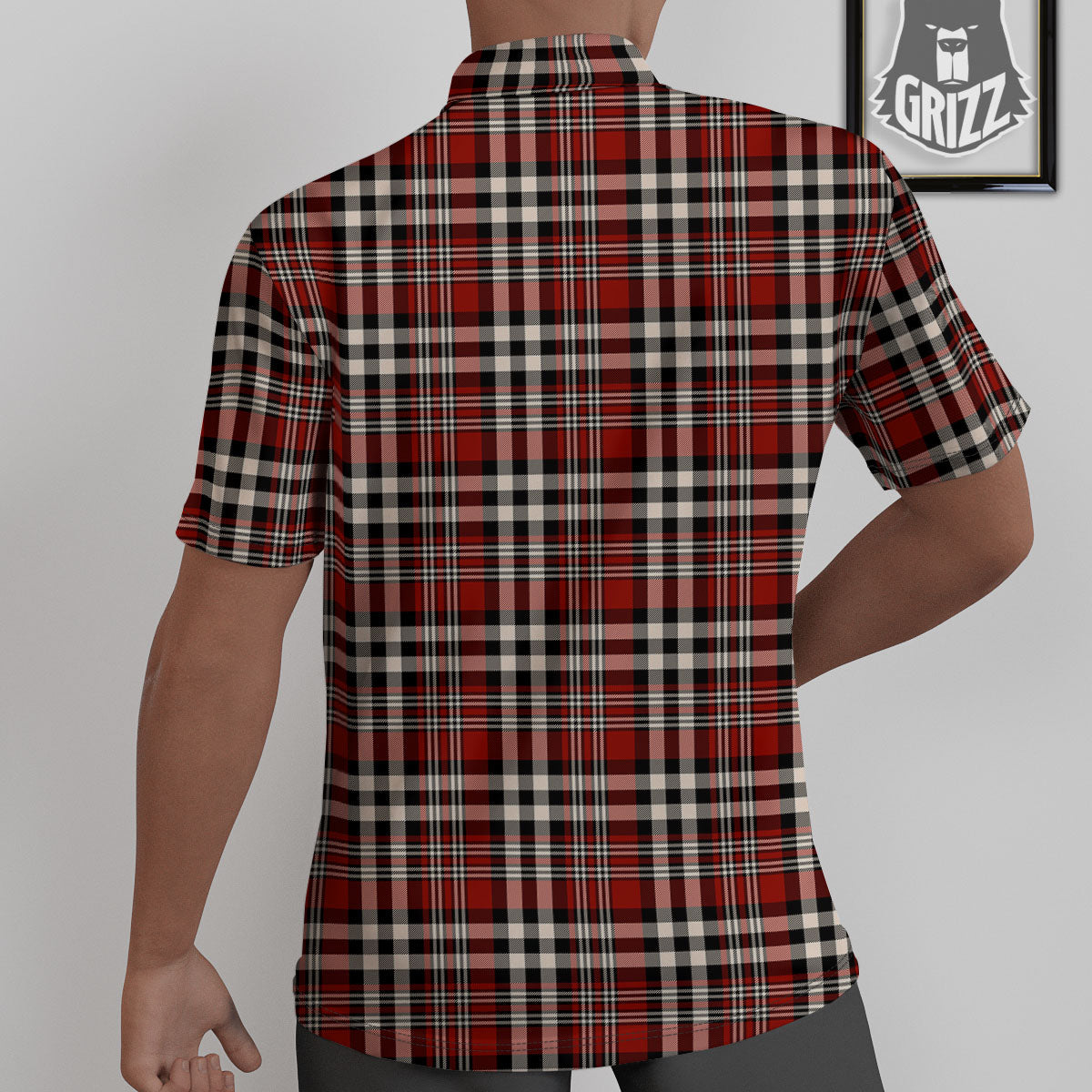 Border Tartan Red Black And White Print Pattern Untucked Shirts-grizzshop