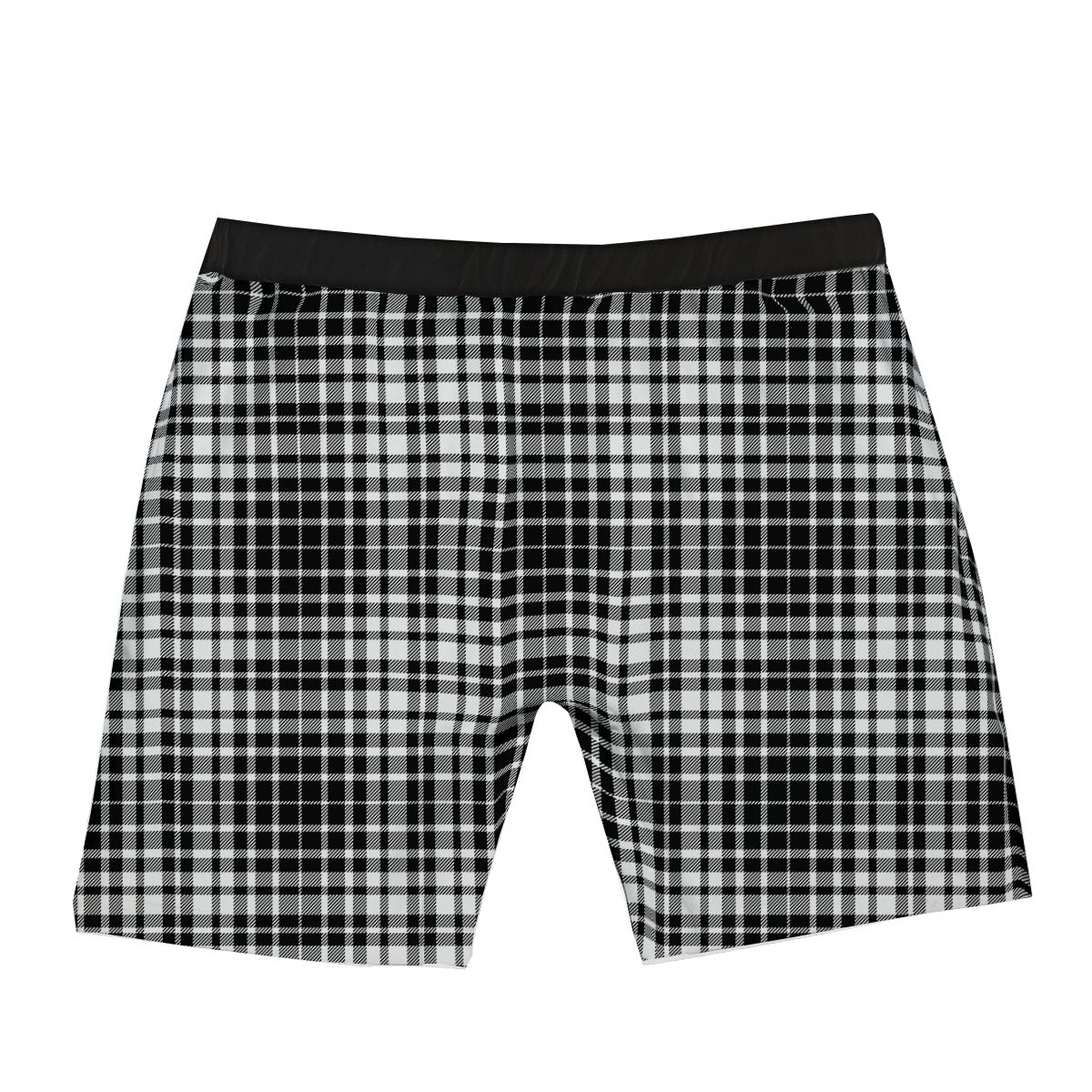 Border Tartan White And Black Print Boxer Briefs-grizzshop