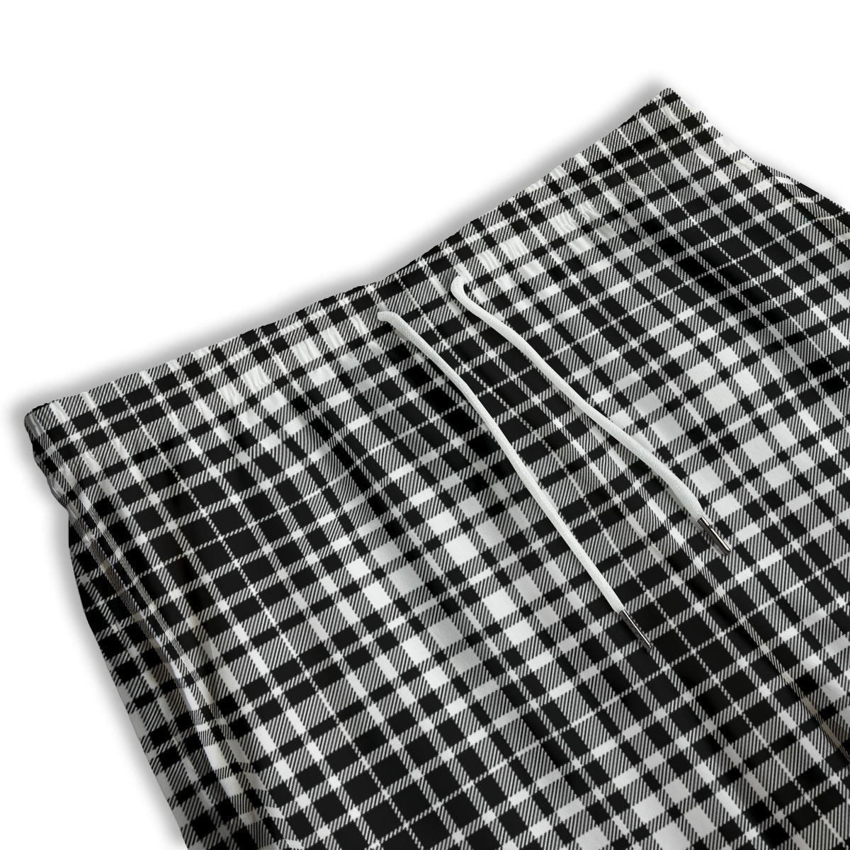 Border Tartan White And Black Print Men's Athletic Shorts