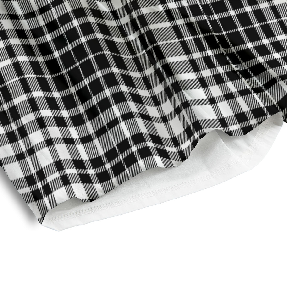 Border Tartan White And Black Print Men's Athletic Shorts