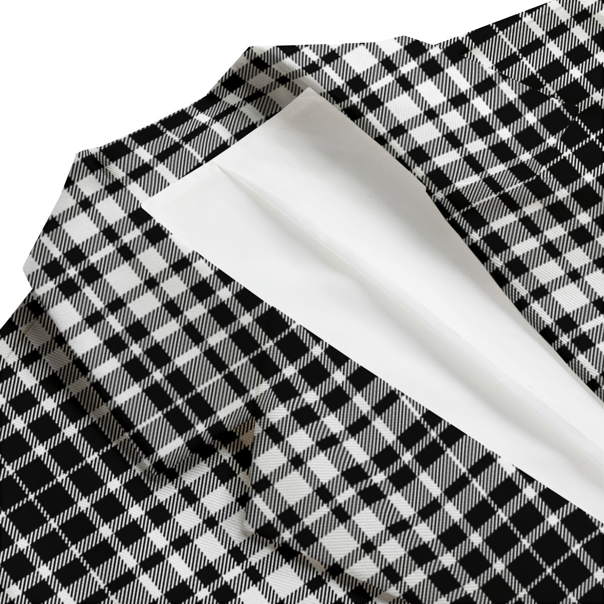 Border Tartan White And Black Print Men's Blazer-grizzshop