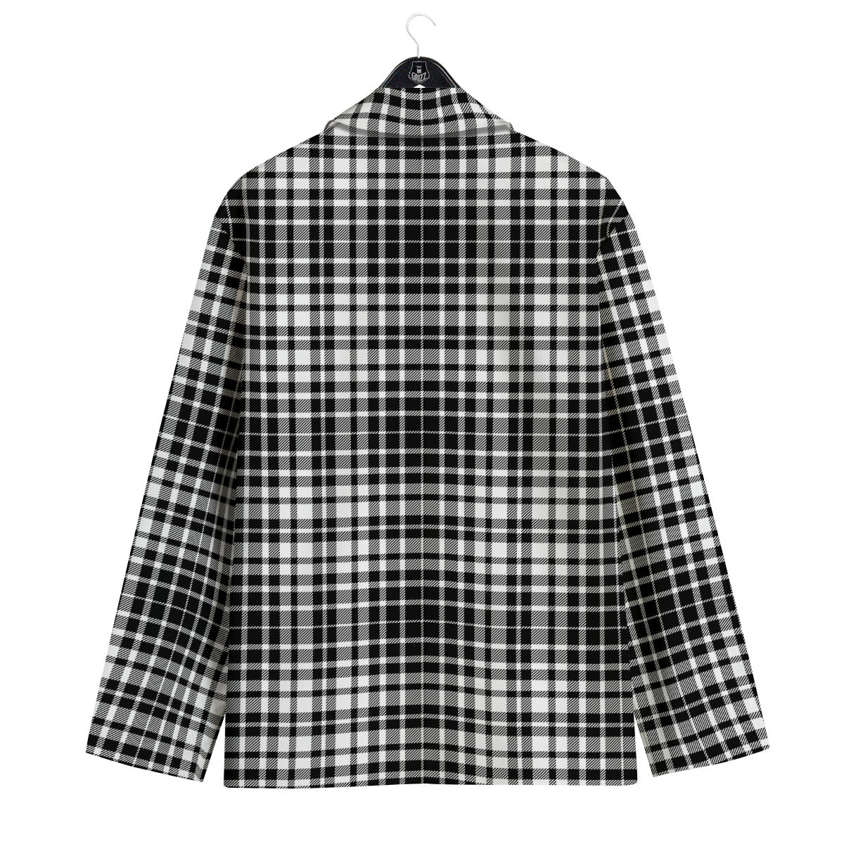 Border Tartan White And Black Print Men's Sport Coat-grizzshop