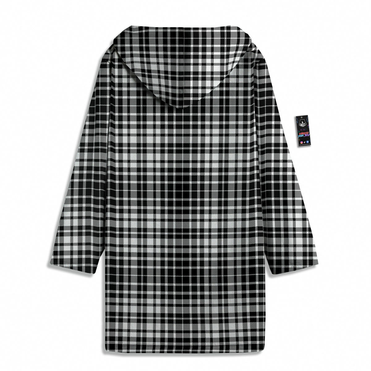 Border Tartan White And Black Print Men's Windbreaker Jacket-grizzshop