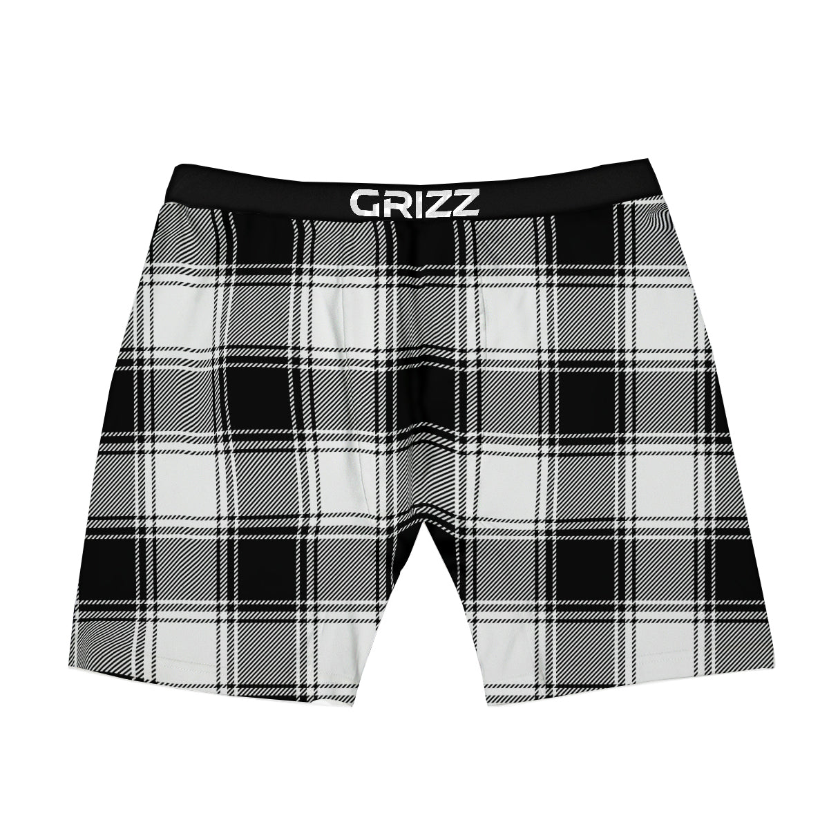 Border Tartan White And Black Print Pattern Boxer Briefs-grizzshop