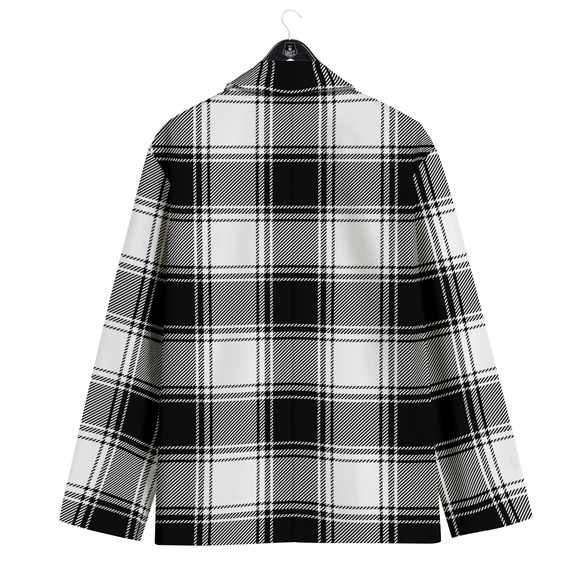Border Tartan White And Black Print Pattern Men's Sport Coat-grizzshop