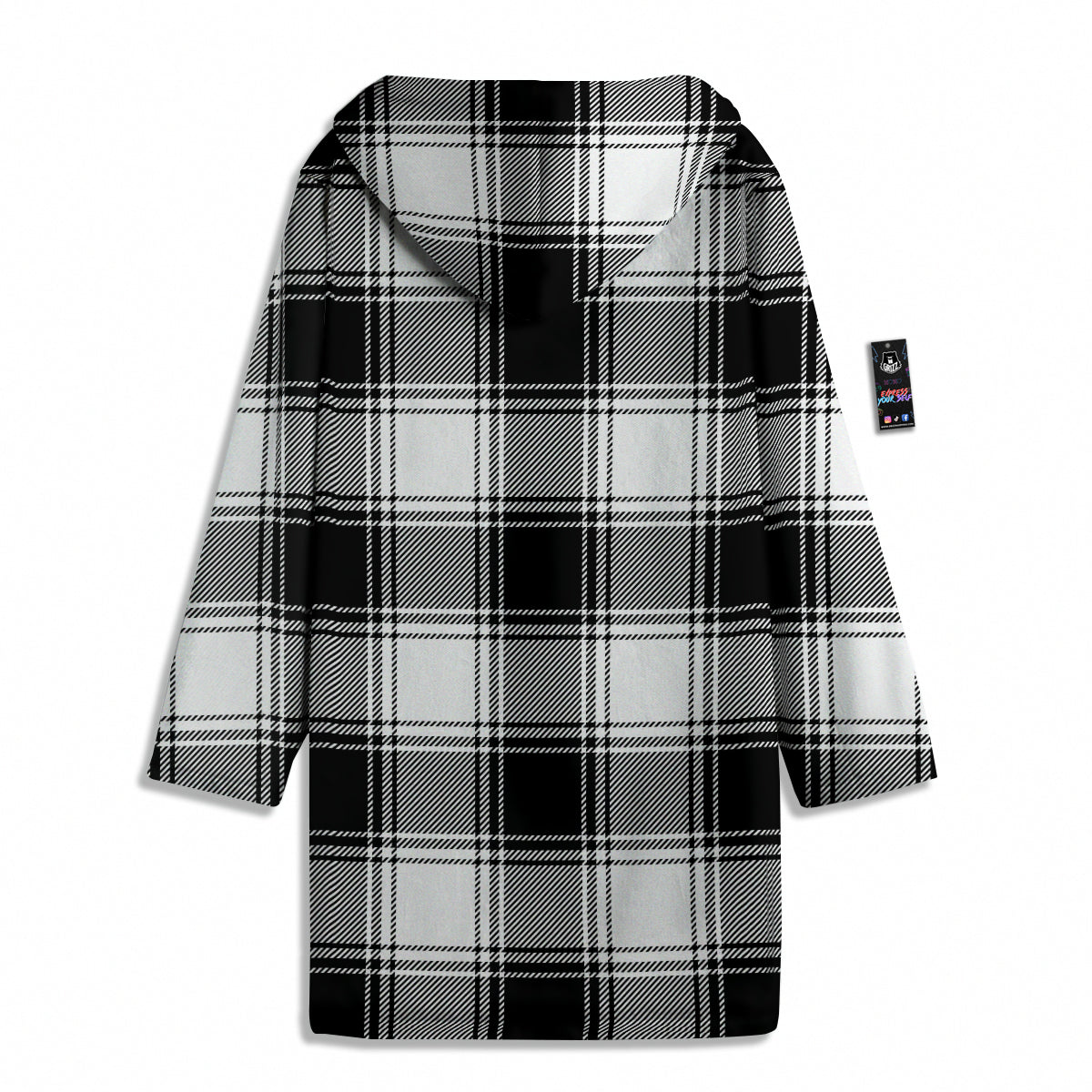 Border Tartan White And Black Print Pattern Men's Windbreaker Jacket-grizzshop