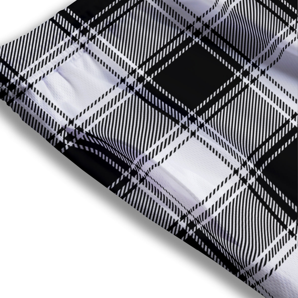 Border Tartan White And Black Print Pattern Mesh Shorts