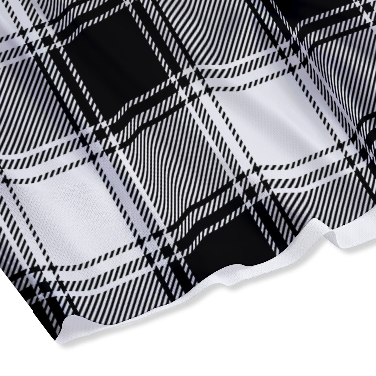 Border Tartan White And Black Print Pattern Mesh Shorts