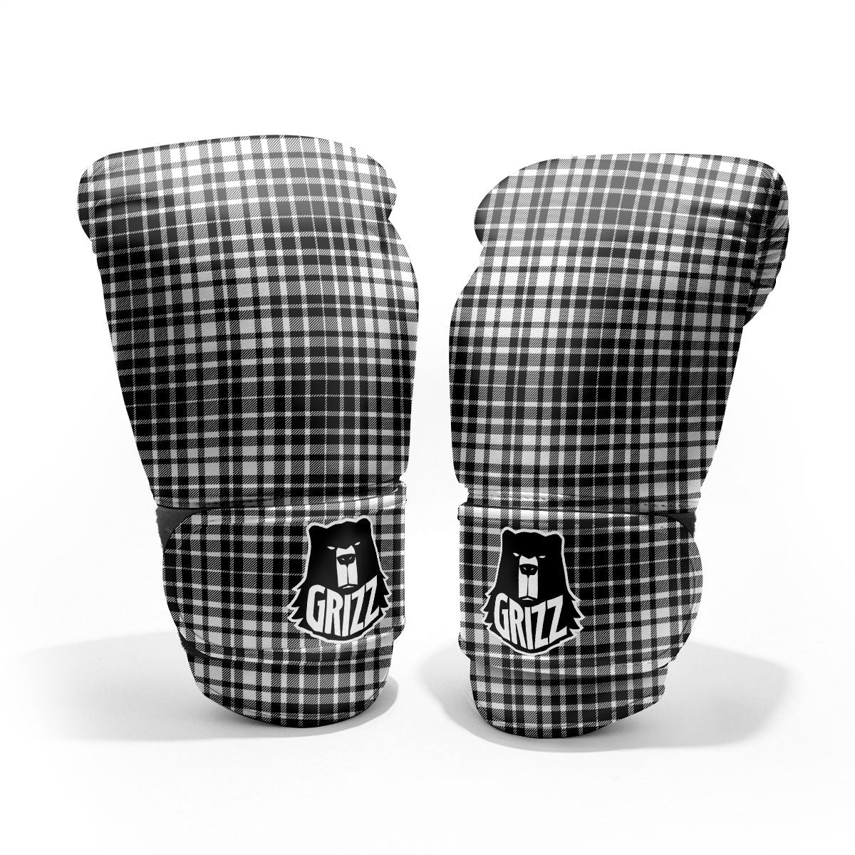 Border Tartan White And Black Print Pro Boxing Glove