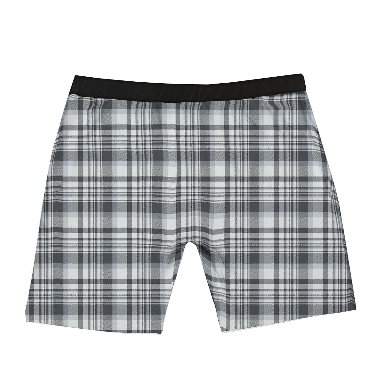 Border Tartan White And Grey Print Boxer Briefs-grizzshop
