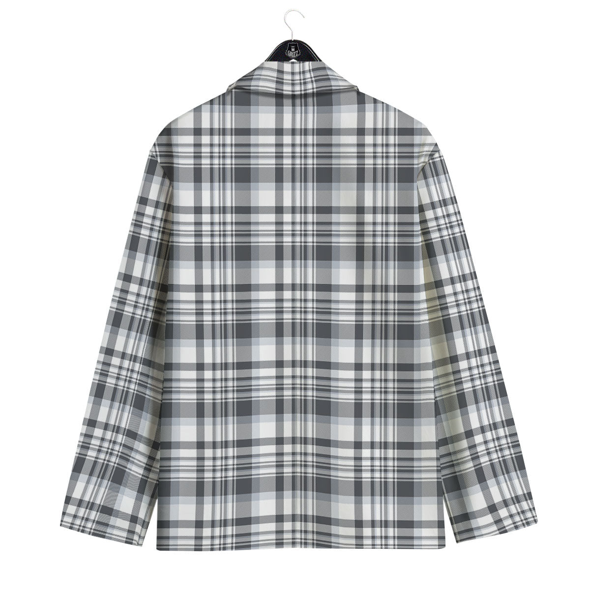 Border Tartan White And Grey Print Men's Sport Coat-grizzshop
