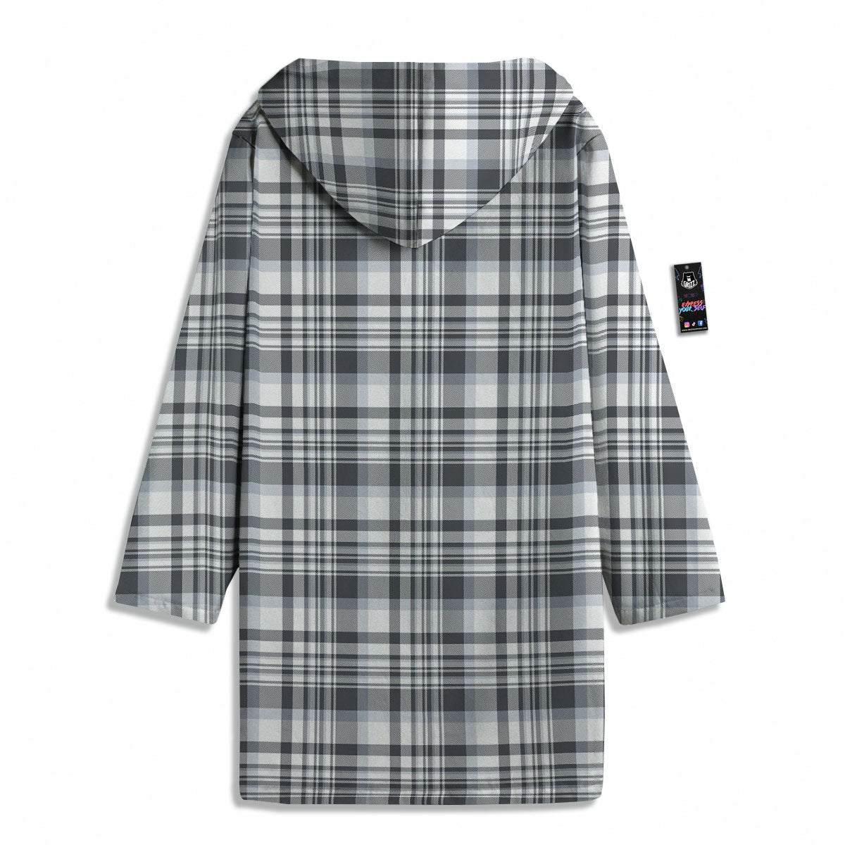 Border Tartan White And Grey Print Men's Windbreaker Jacket-grizzshop