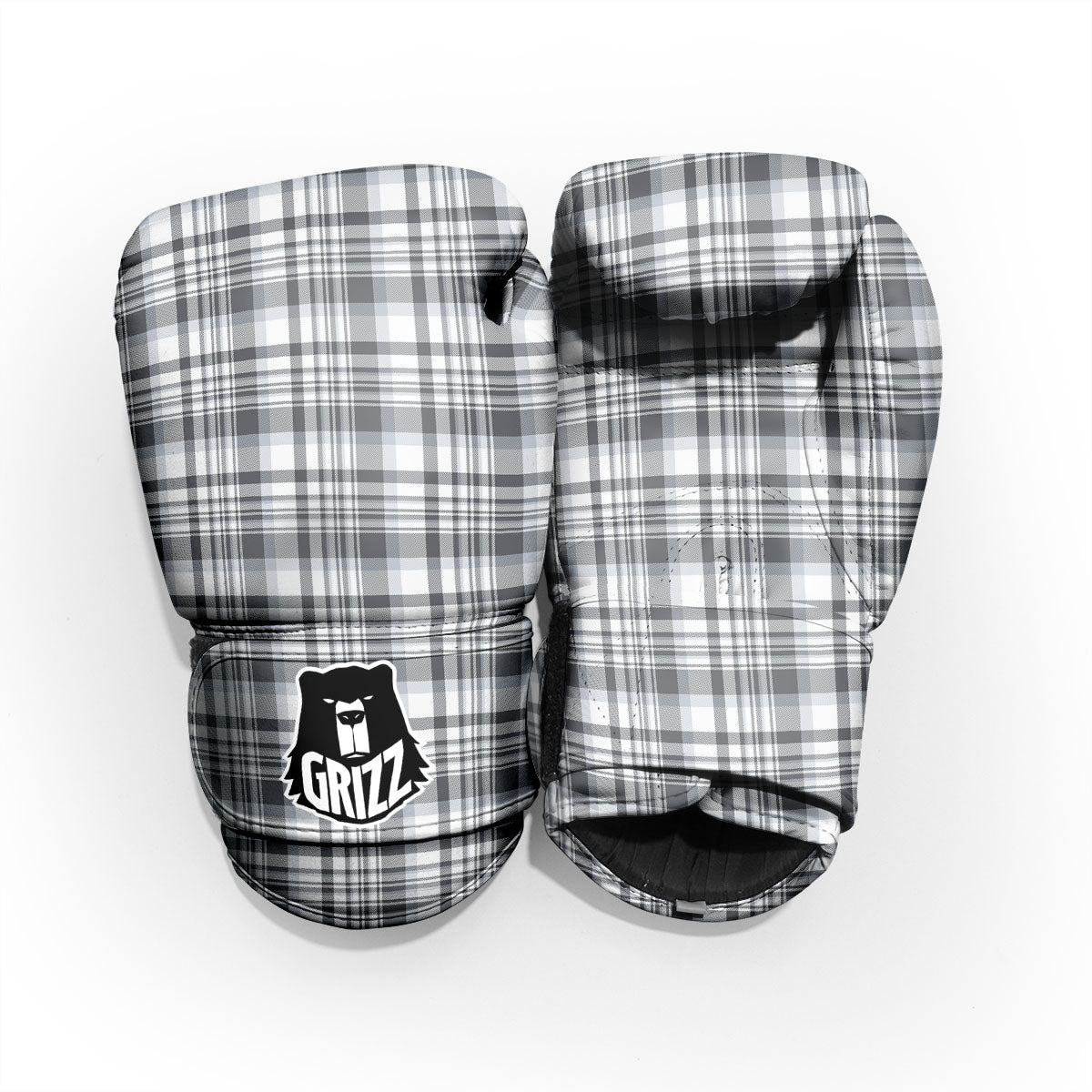 Border Tartan White And Grey Print Pro Boxing Glove