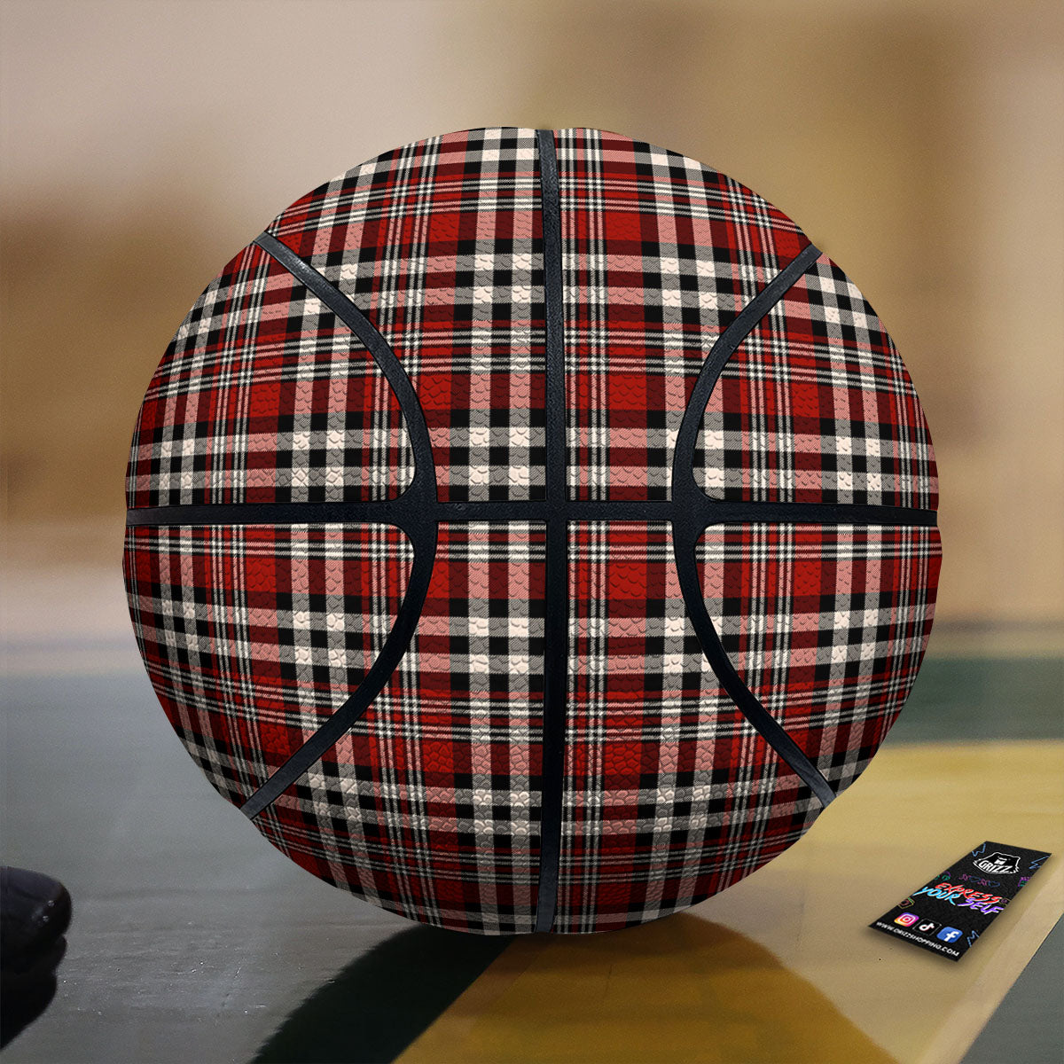 Black And Turquoise Check Print Pattern Basketball