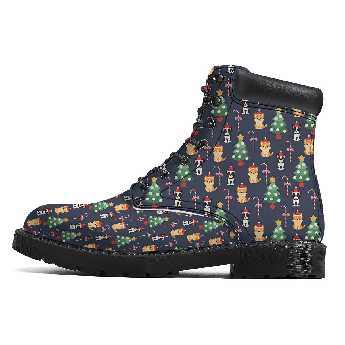 Boston Terrier And Corgi Christmas Print Boots-grizzshop