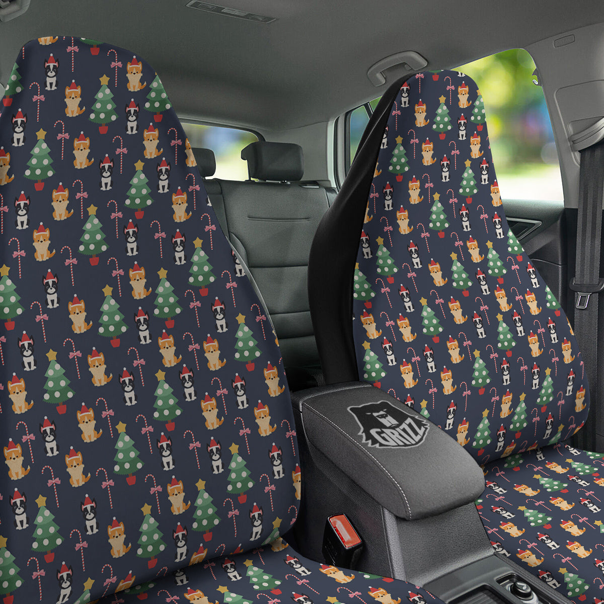 Boston Terrier And Corgi Christmas Print Car Seat Covers-grizzshop