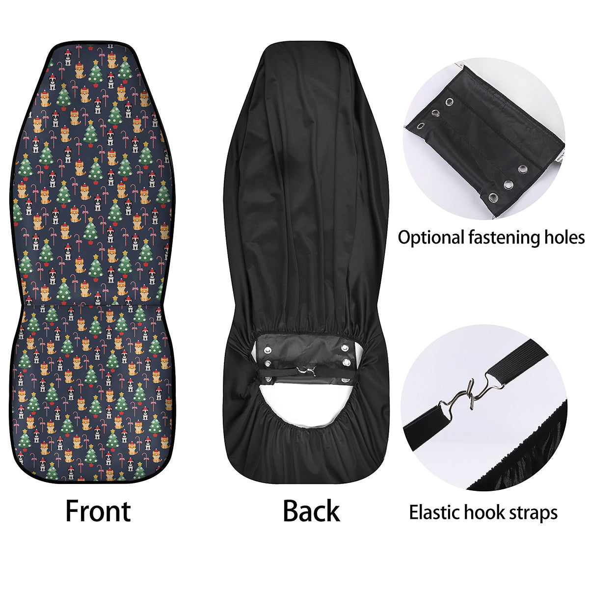 Boston Terrier And Corgi Christmas Print Car Seat Covers-grizzshop