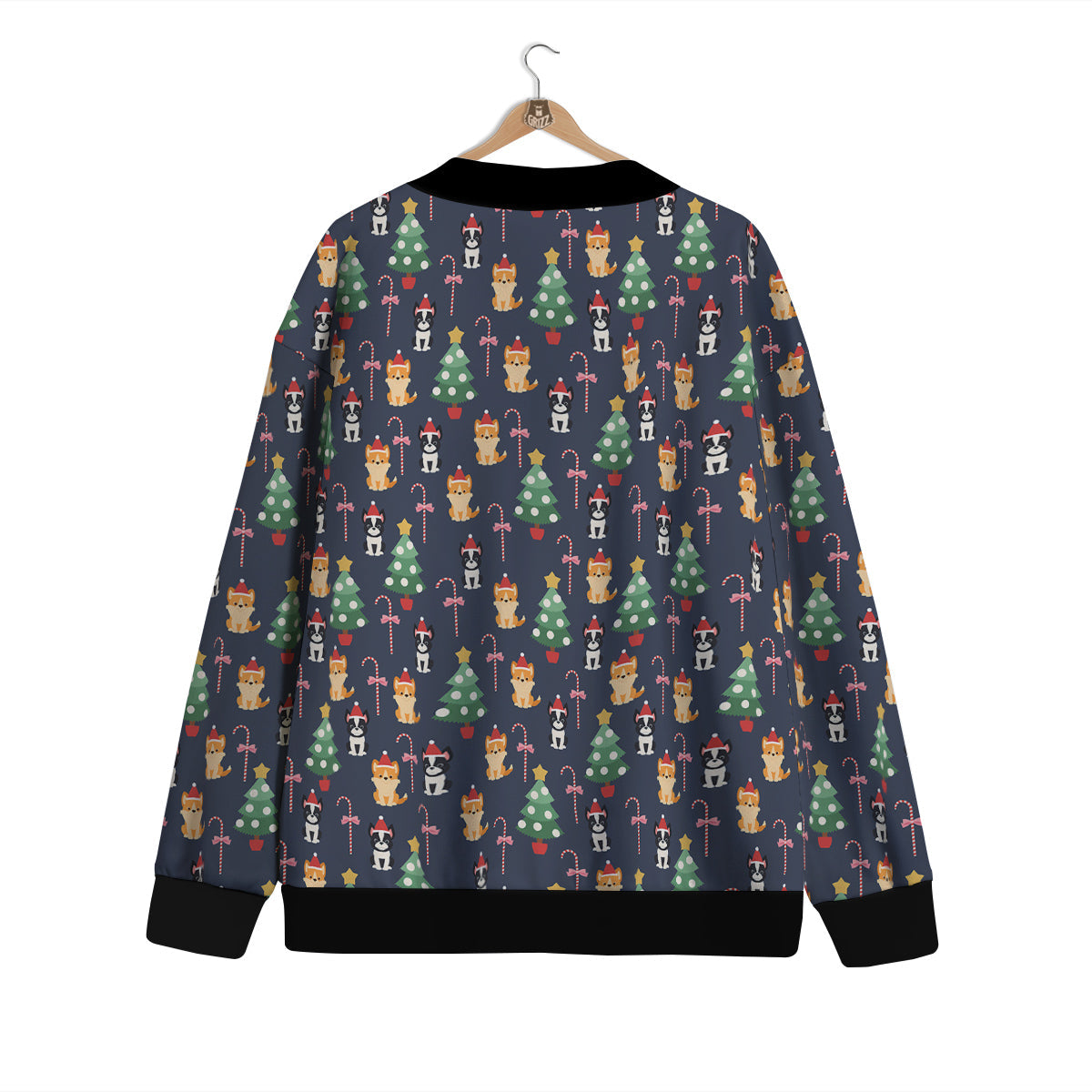 Boston Terrier And Corgi Christmas Print Cardigan-grizzshop