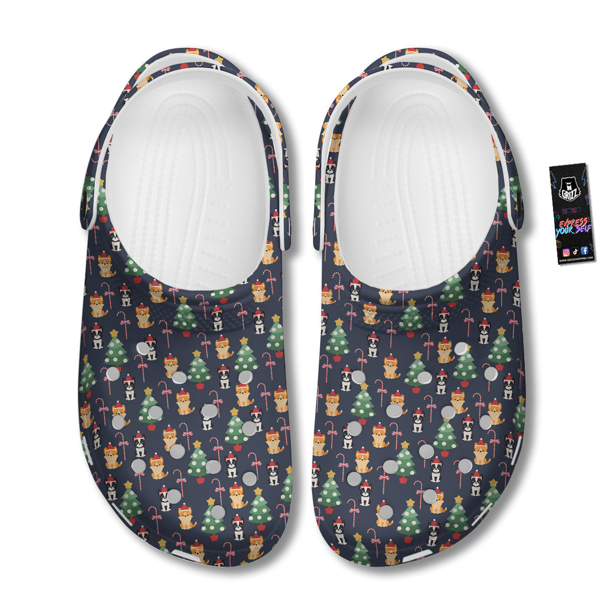 Boston Terrier And Corgi Christmas Print Clog-grizzshop