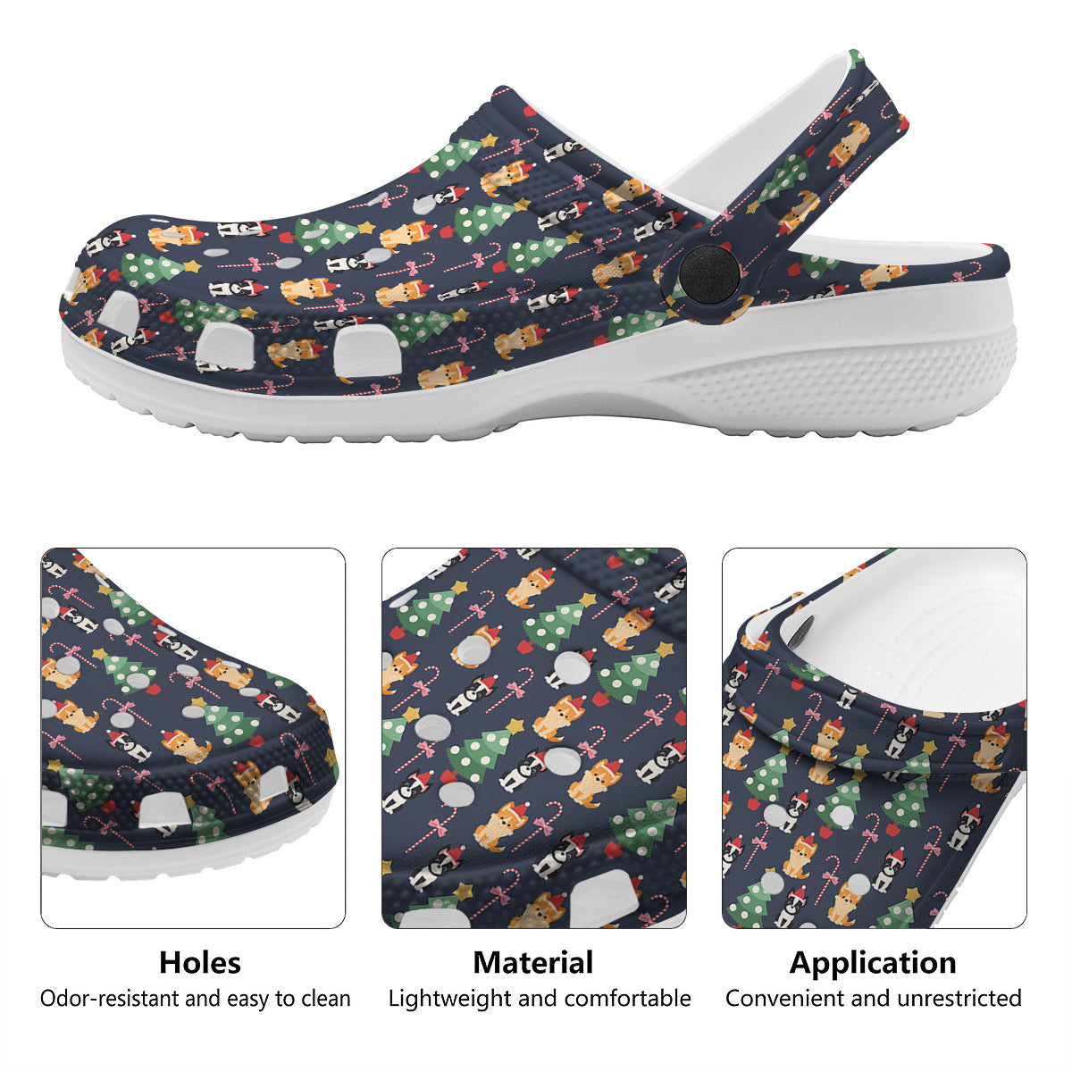 Boston Terrier And Corgi Christmas Print Clog-grizzshop