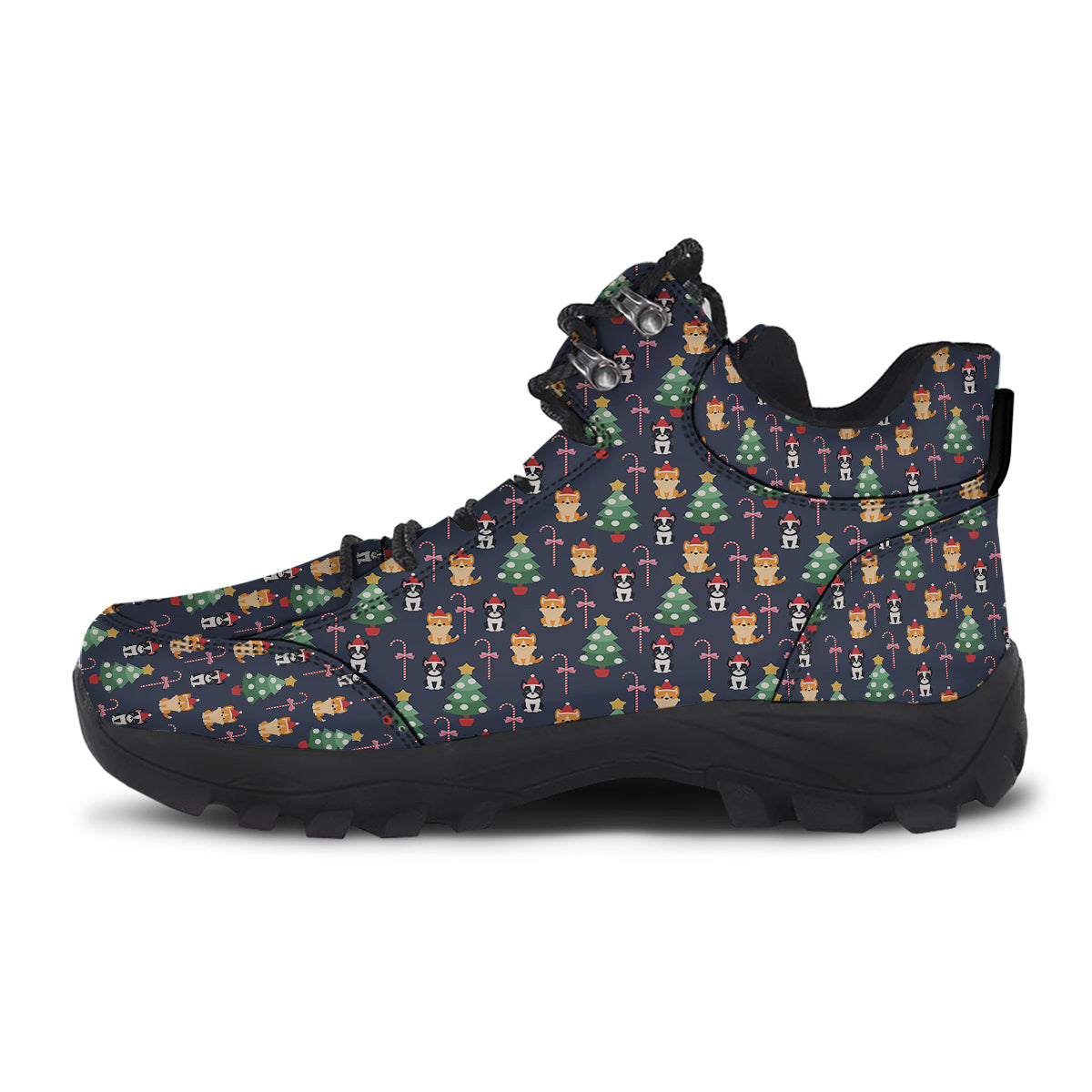 Boston Terrier And Corgi Christmas Print Hiking Shoes-grizzshop