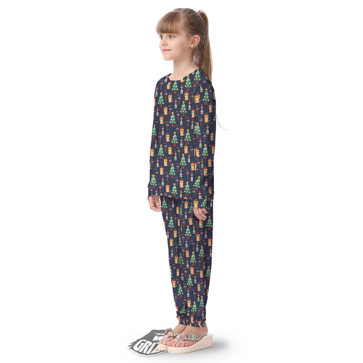 Boston Terrier And Corgi Christmas Print Kid's Pajamas-grizzshop