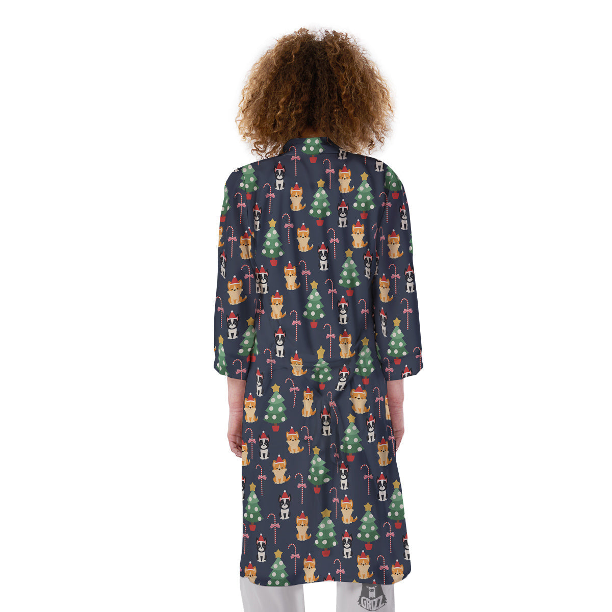 Boston Terrier And Corgi Christmas Print Kimono-grizzshop