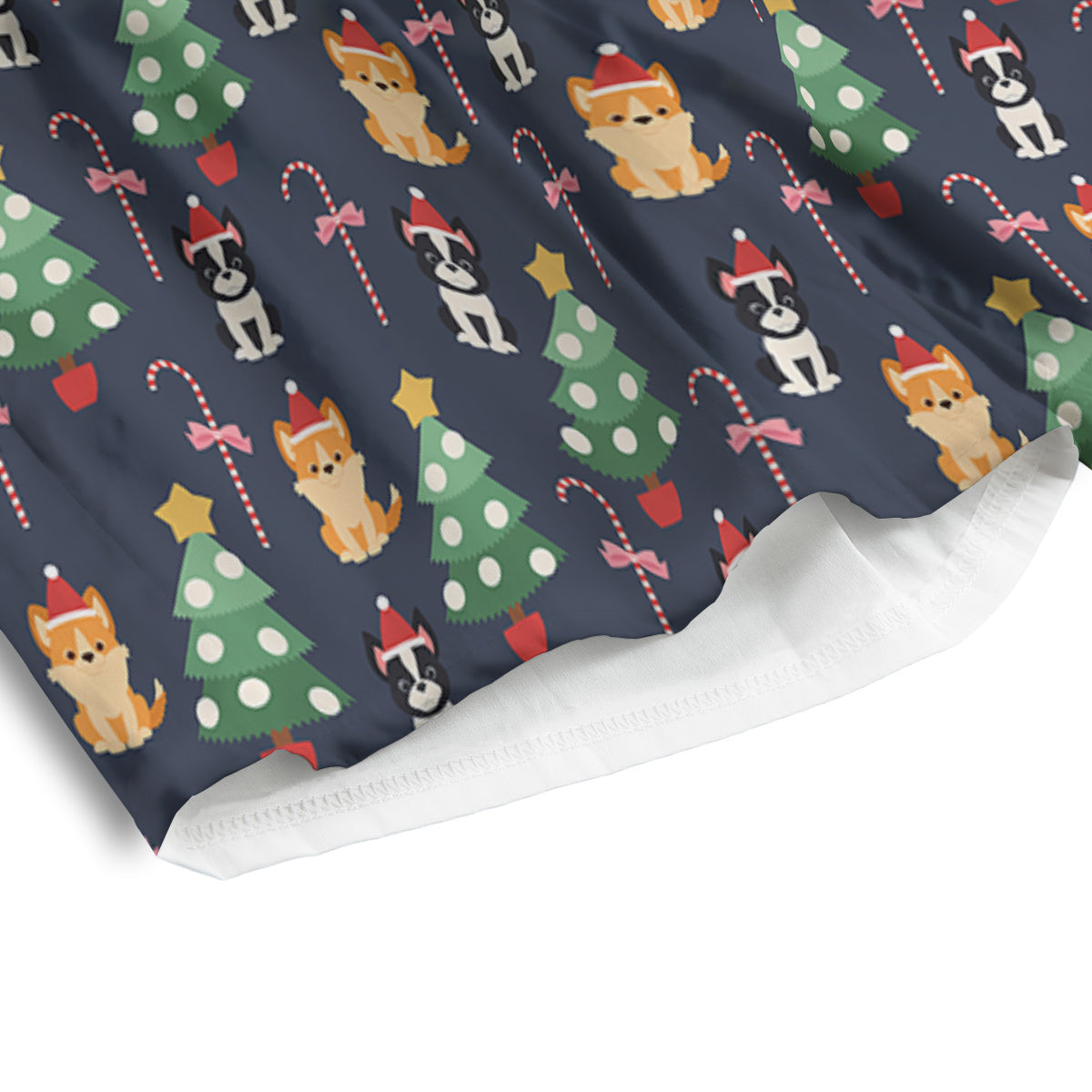Boston Terrier And Corgi Christmas Print Men's Athletic Shorts