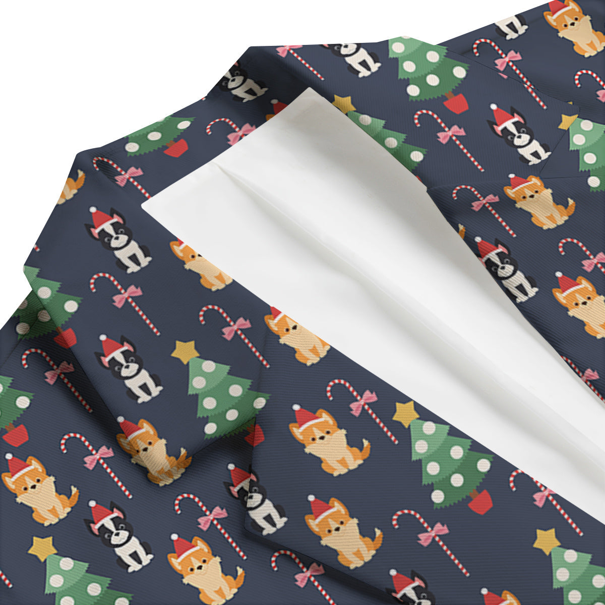 Boston Terrier And Corgi Christmas Print Men's Blazer-grizzshop