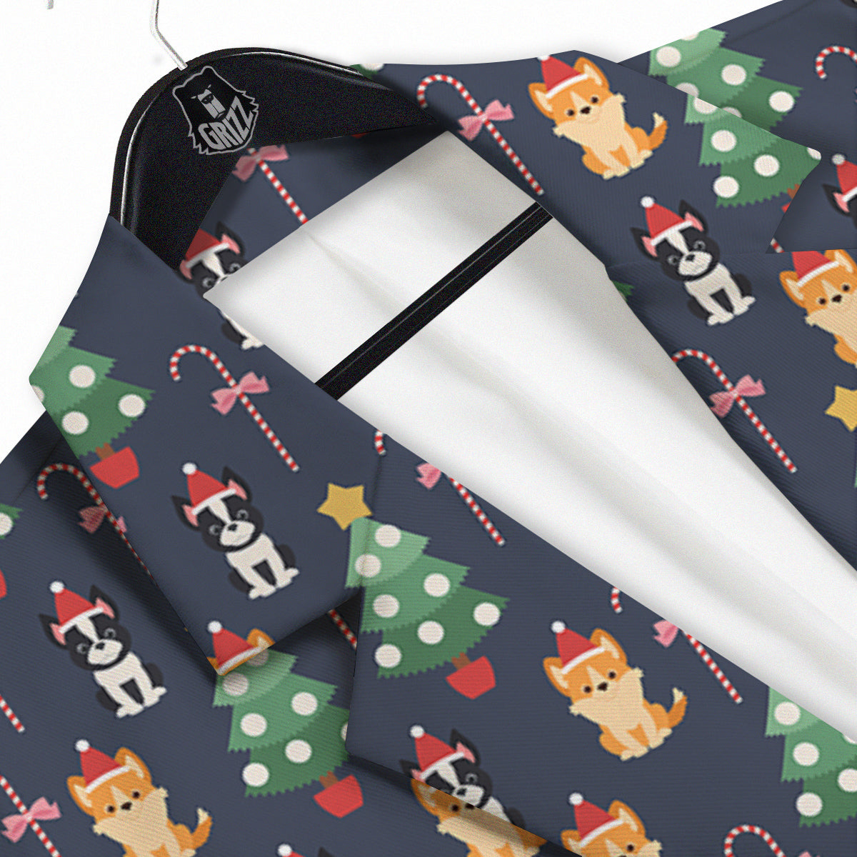 Boston Terrier And Corgi Christmas Print Men's Sport Coat-grizzshop