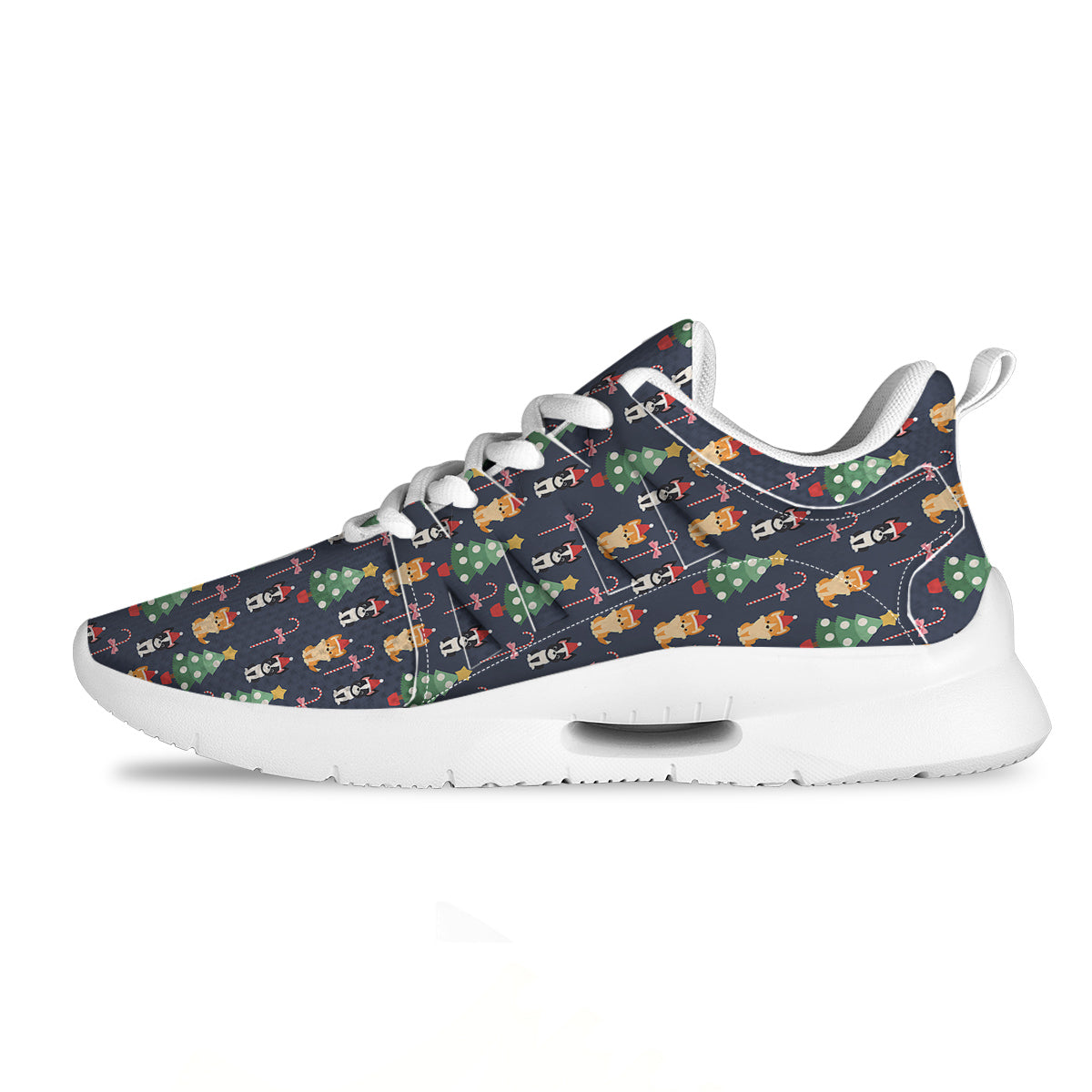 Boston Terrier And Corgi Christmas Print Tennis Shoes-grizzshop