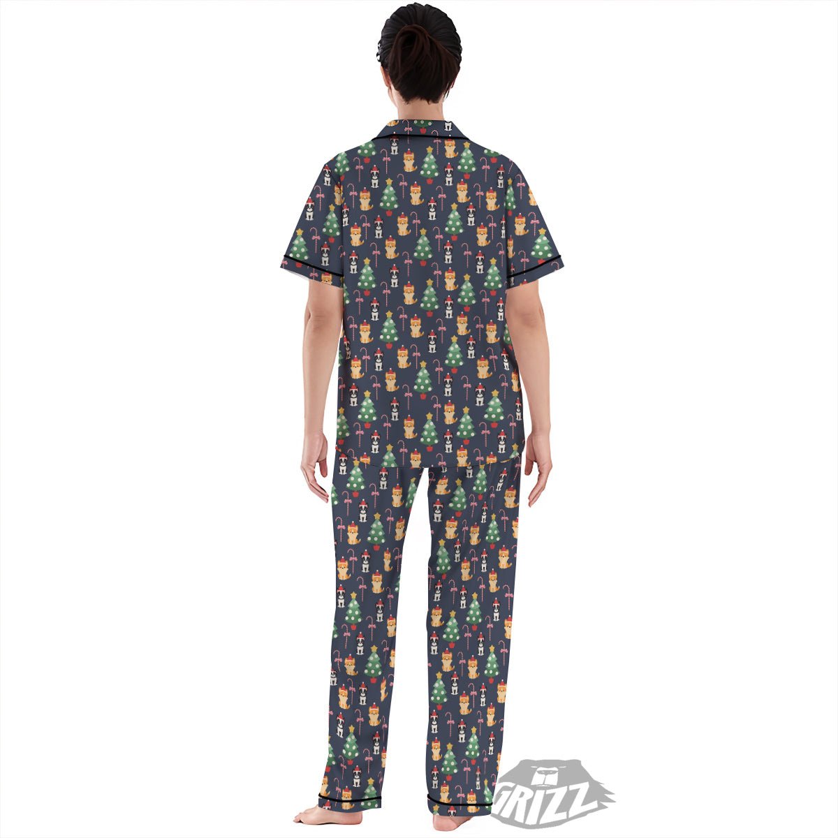 Boston Terrier And Corgi Christmas Print Women's Pajamas Set-grizzshop