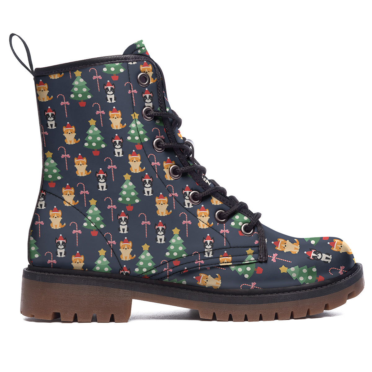 Boston Terrier And Corgi Christmas Print Work Boots-grizzshop