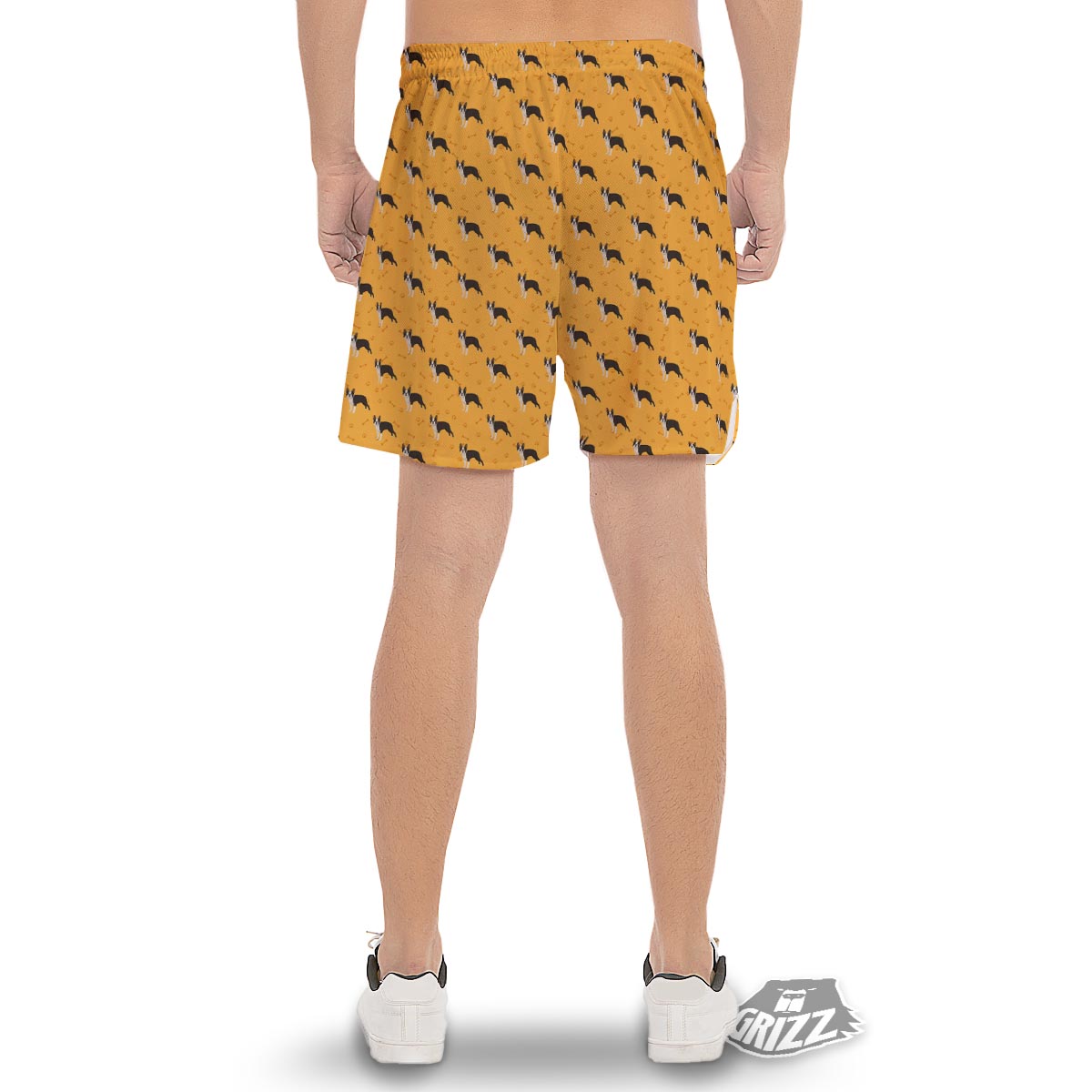 Boston Terrier Cartoon Print Pattern Men's Gym Shorts-grizzshop