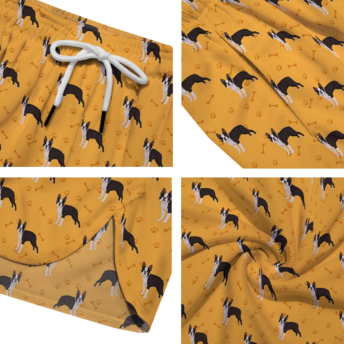 Boston Terrier Cartoon Print Pattern Men's Running Shorts-grizzshop